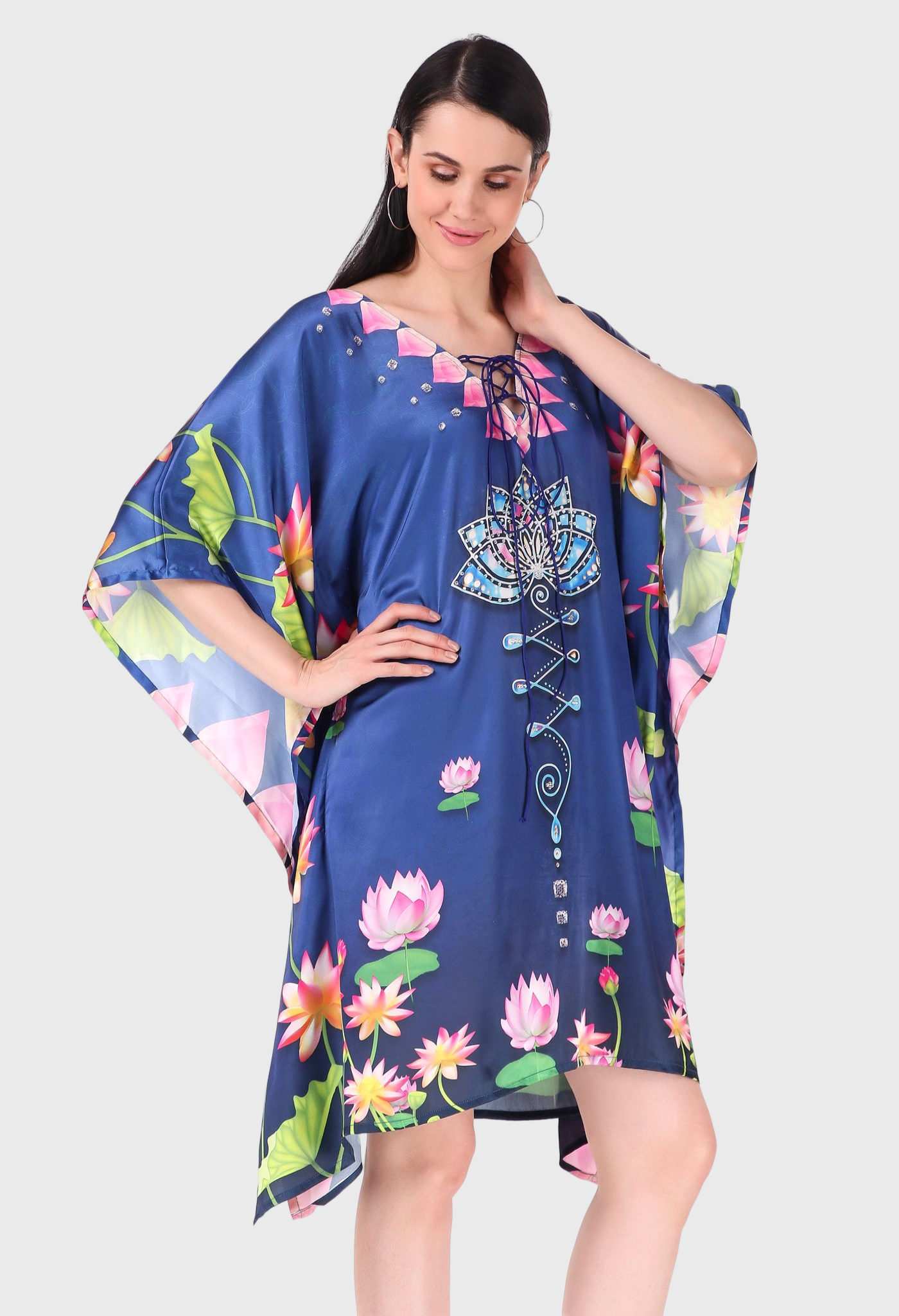 Unalome Blue Lotus Silk Dress