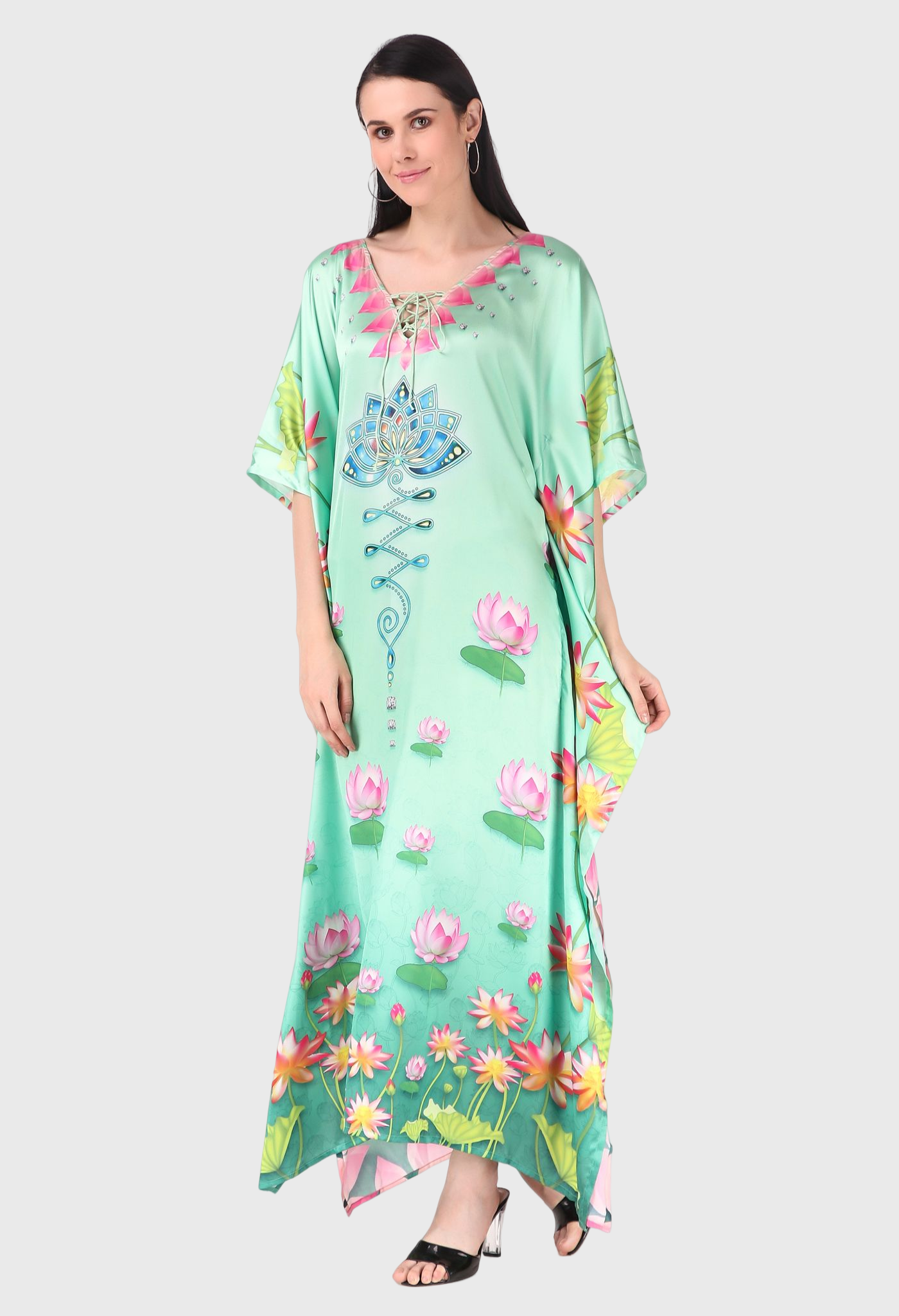  Green Lotus Silk Dress