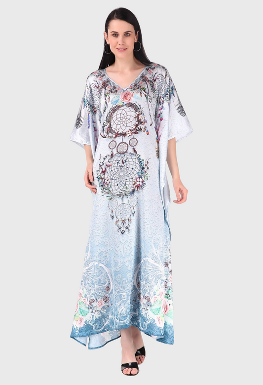 Light Blue Lotus Silk Dress